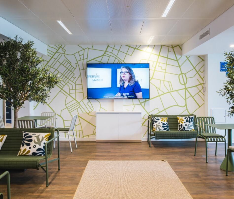 Illustration d'un exemple d'affichage dynamique en entreprise réalisé par les équipes de Videlio